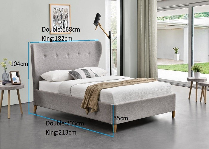 Fabric Double Children Upholstered Bed With Tufted Tall Headboard
