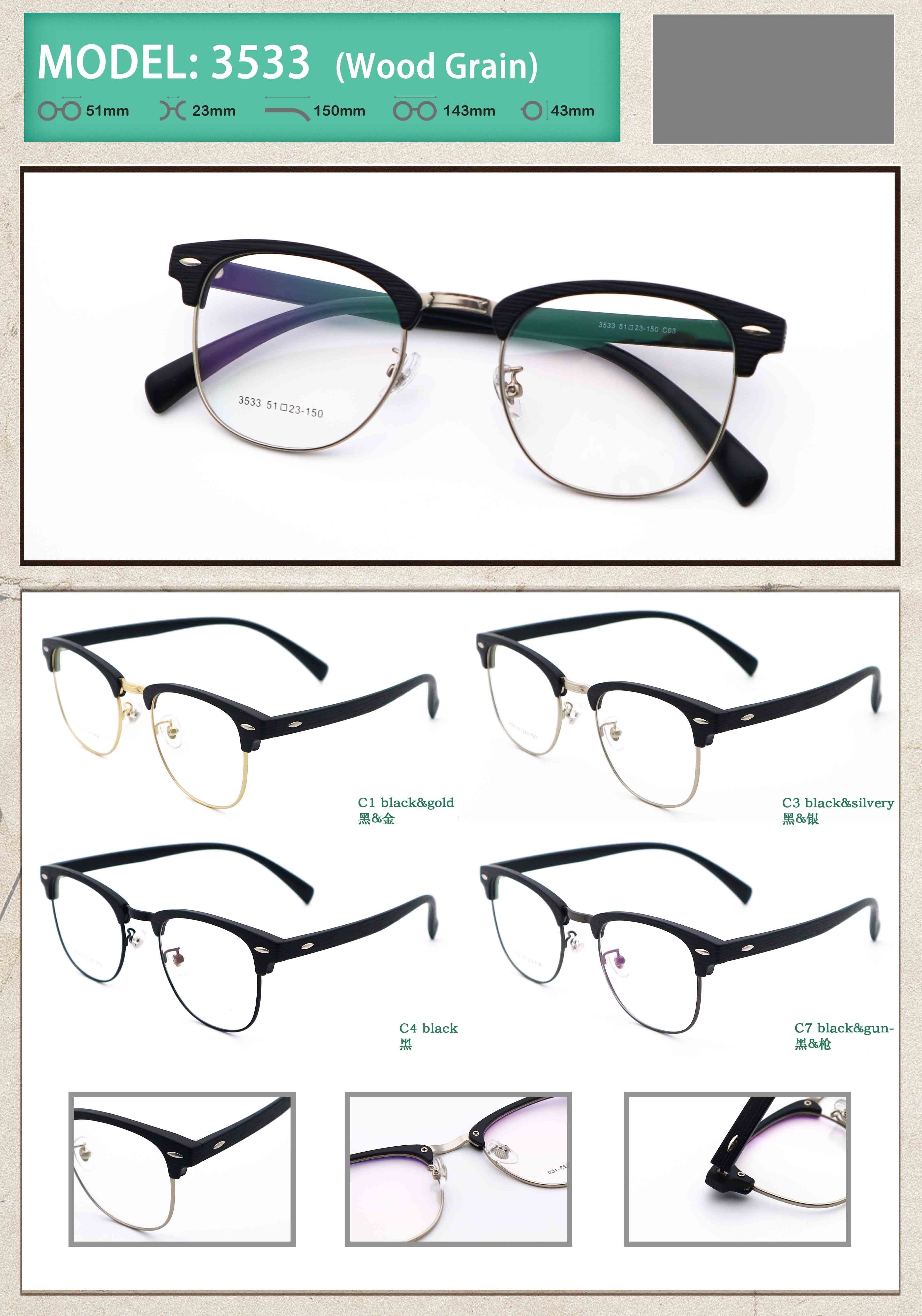 Classic Browline Eyeglasses Customer Logo TR Metal Frame Glasses