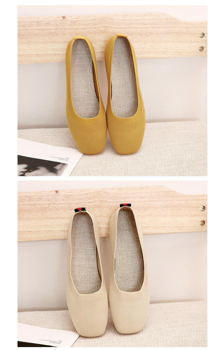 Knitted Round Head Flat Bottomed Daily All Match Women'S Loafers Lady Flats Shoes