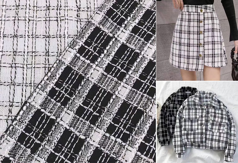 Herringbone Check Polyester Worsted Tweed Wool Fabric 150cm Width