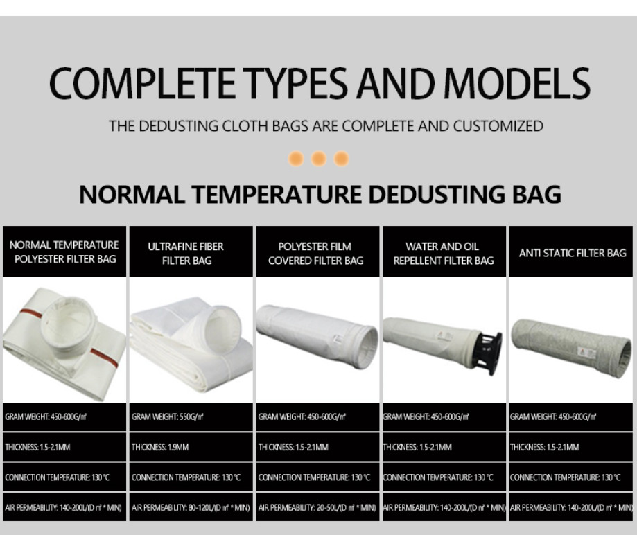 Acrylic Needle Punch Felt Ptfe Membrane Filter Bags Customized Cement Dust Collector Bags