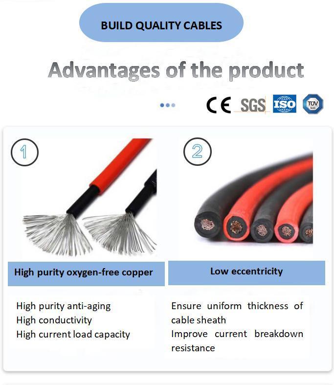 Electrical Solar Cable CE Approved Single Core Twin Core 2.5mm2 4mm2 6mm2 10mm2 10AWG 12 AWG 14AWG XLPE PV1-F DC Electric Cable Wire