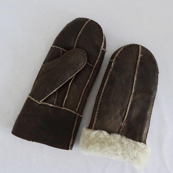 Quality Manufacturer customized shearling sheepskin double face mitten gloves for sale