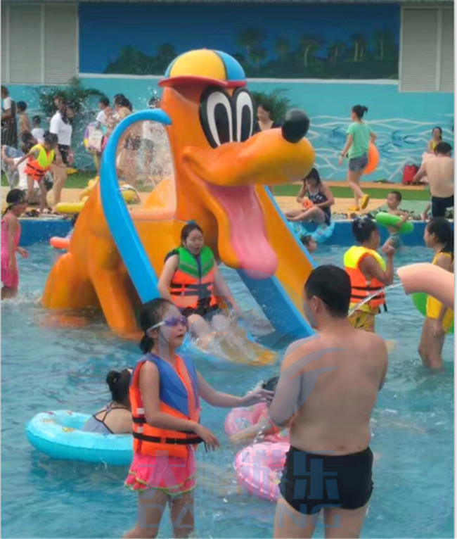 Double Flume Mini Pool Slide Fiberglass Children Swimming Pool Dog Slide Anti UV