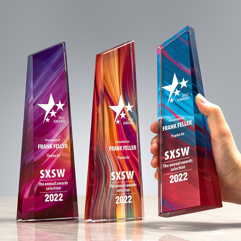 Creative Acrylic Award with UV Printing , Lucite Plaque for Company Employees' Annual Conference and Honorary Titles