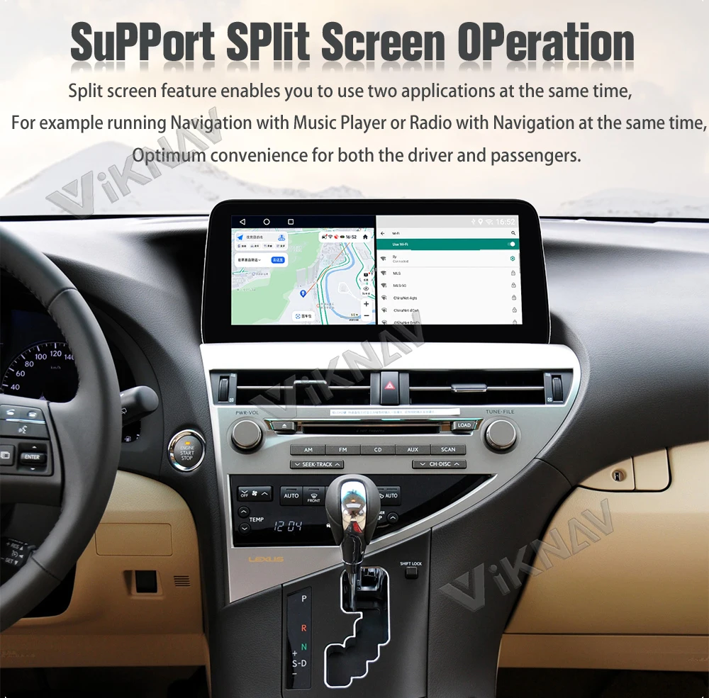 Viknav Car Radio For LEXUS RX (2009-2014) 12.3 inch Android 13 Auto New Upgrade Touch Screen GPS Navigation Multimedia