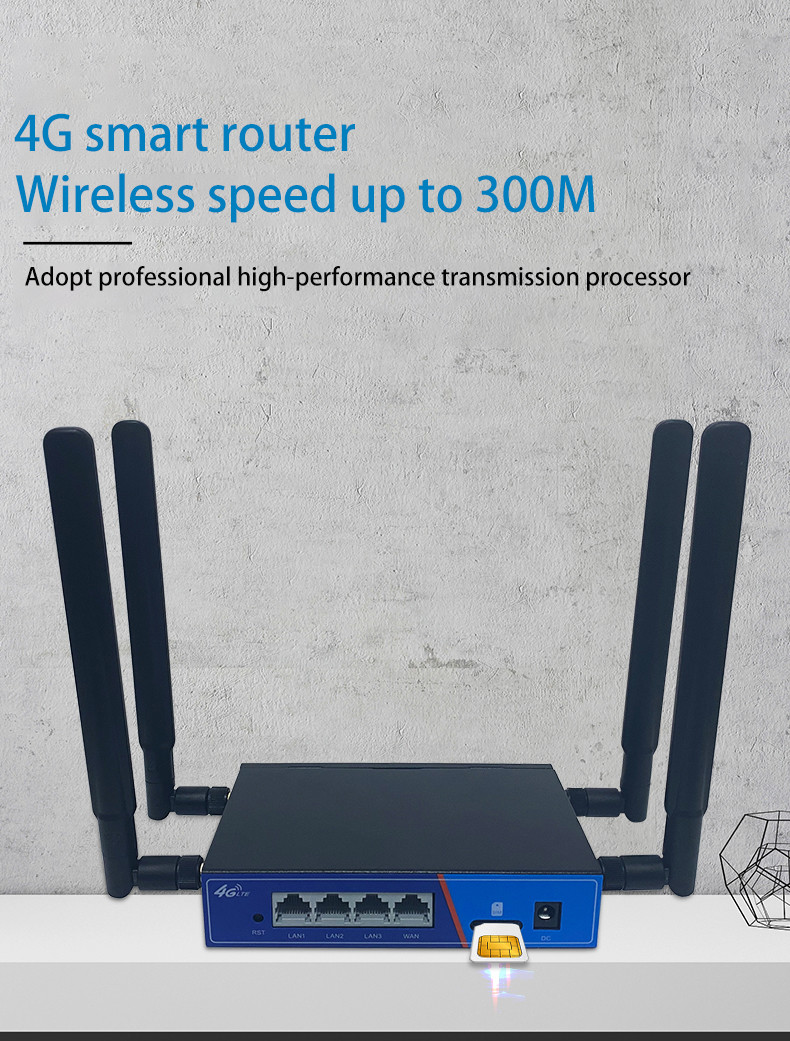 4 External Antennas Industrial 4g Routers Chip MT7628 Openwrt System With SIM Slot