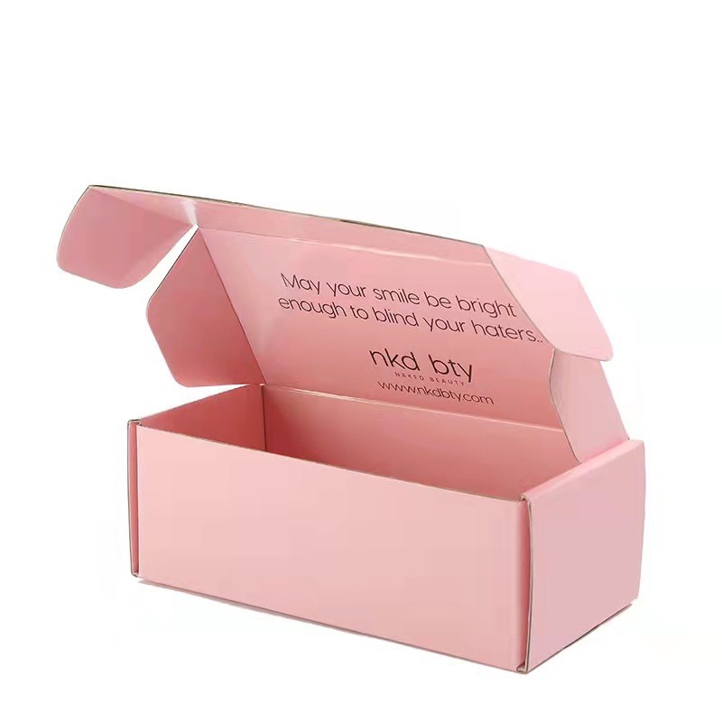 Custom Folding Corrugated Cardboard Grooming Supplies Box Pink Beauty Wrapping Shipping Box