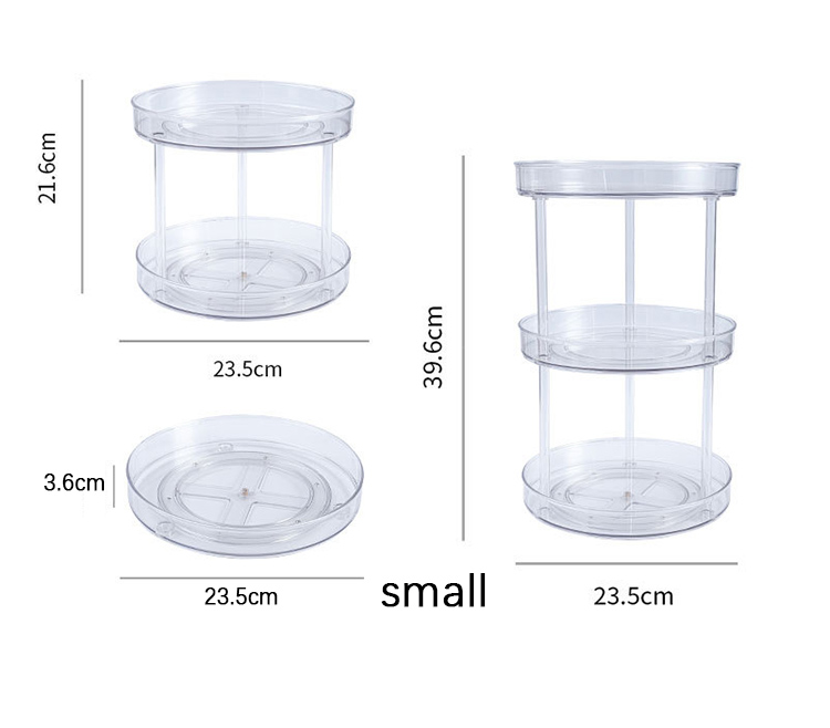 Dia 27cm Rotatable Double Layer Spice Rack Plastic Kitchen Organizer