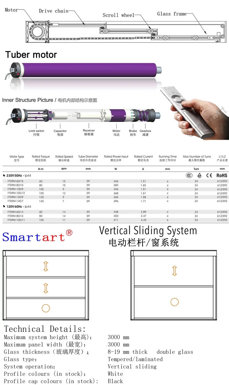CCC 3000mm 1.6mm Aluminum Vertical Sliding Window