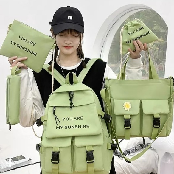 Travel Laptop Backpack School Bag Sets Girl Solid Color With Pencil-Case Wholesale