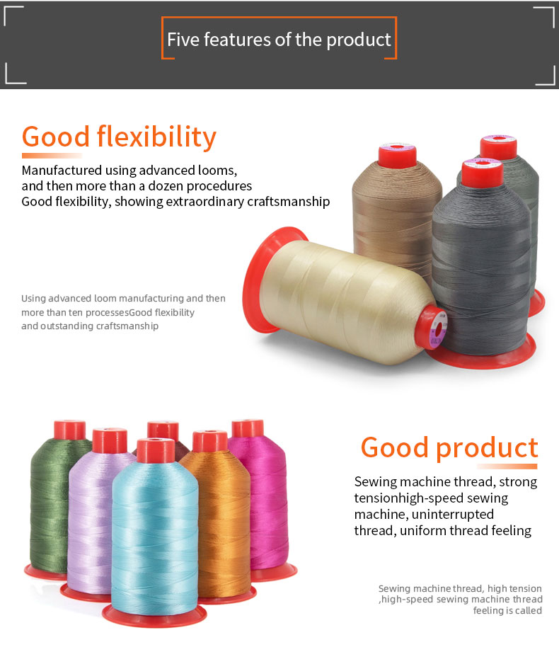 Ring Twisted 100% Sewing Long Yarn Bonded Nylon Thread Tex45 150D/3 Nylon Bond Thread