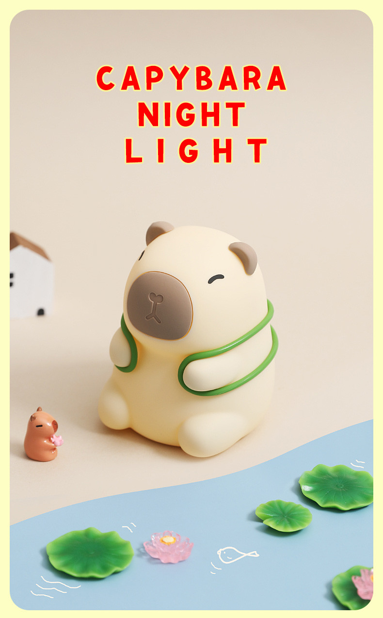 Rechargeable Lovely Design Soft Silicone Capybara Night Light For Child's Bedroom
