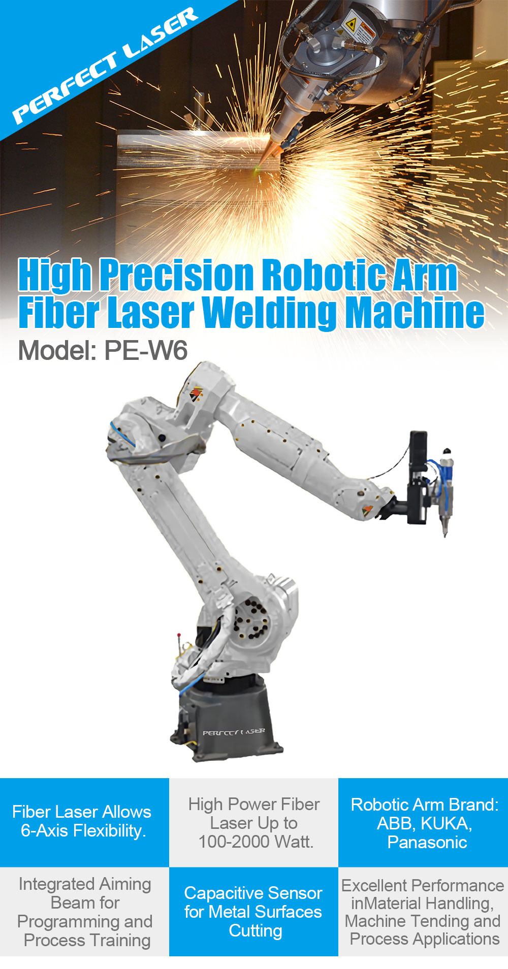 High precision Six axis robotic arm welding machine PE-W6 for Pottery