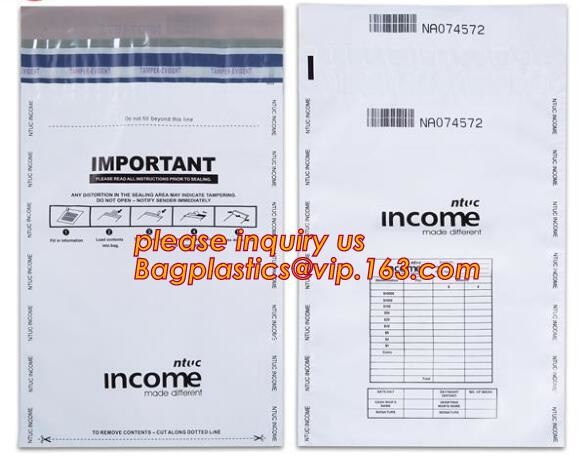 Security plastic bag with adhesive tape for cash, plastic money bag, Security Money Cash Bag For Airport/Bank and police