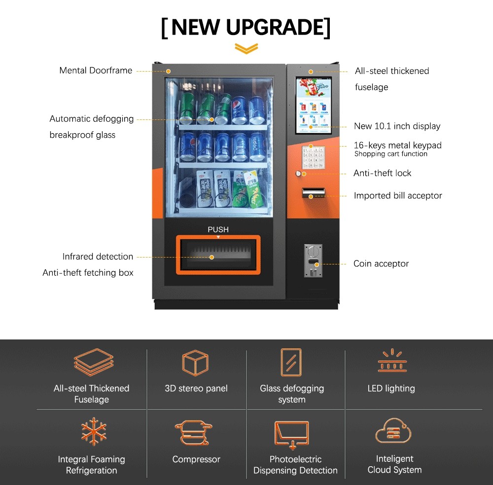 Custom Mini Sale Snacks Drinks Combo Ice Self Serve Vending Machines
