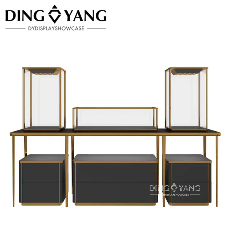 Modern Fashion Glass Exhibition Jewellery Counter With Led Lights Output Voltage 12V