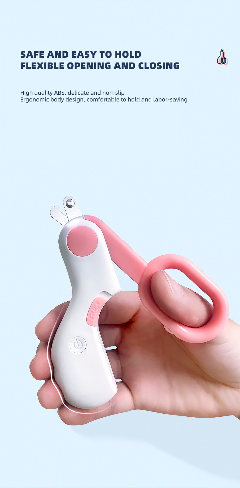 Mini Dog Nail Clippers With Guard LED Safety Iron Plastic Cat Nail Cutter