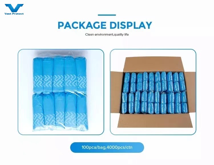 17 X 40cm Customized Blue PP CPE Anti Slip Disposable Shoe Cover For Food Processing