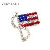 Buy cheap VICKY.HSIEH Rhodium Tone Rhinestone Pave USA Flag Brooches from wholesalers
