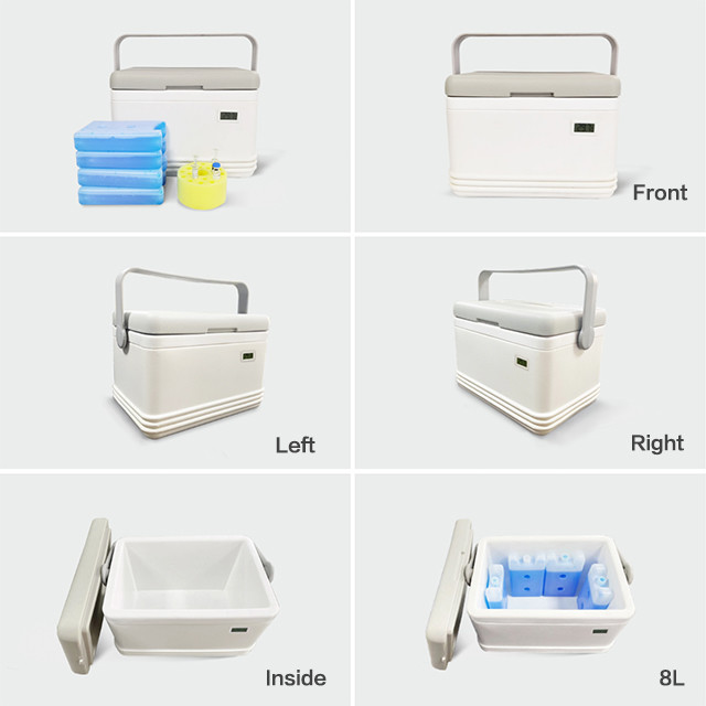 White Medical Cooler Box 8L Medical Cool Box With Thermometer