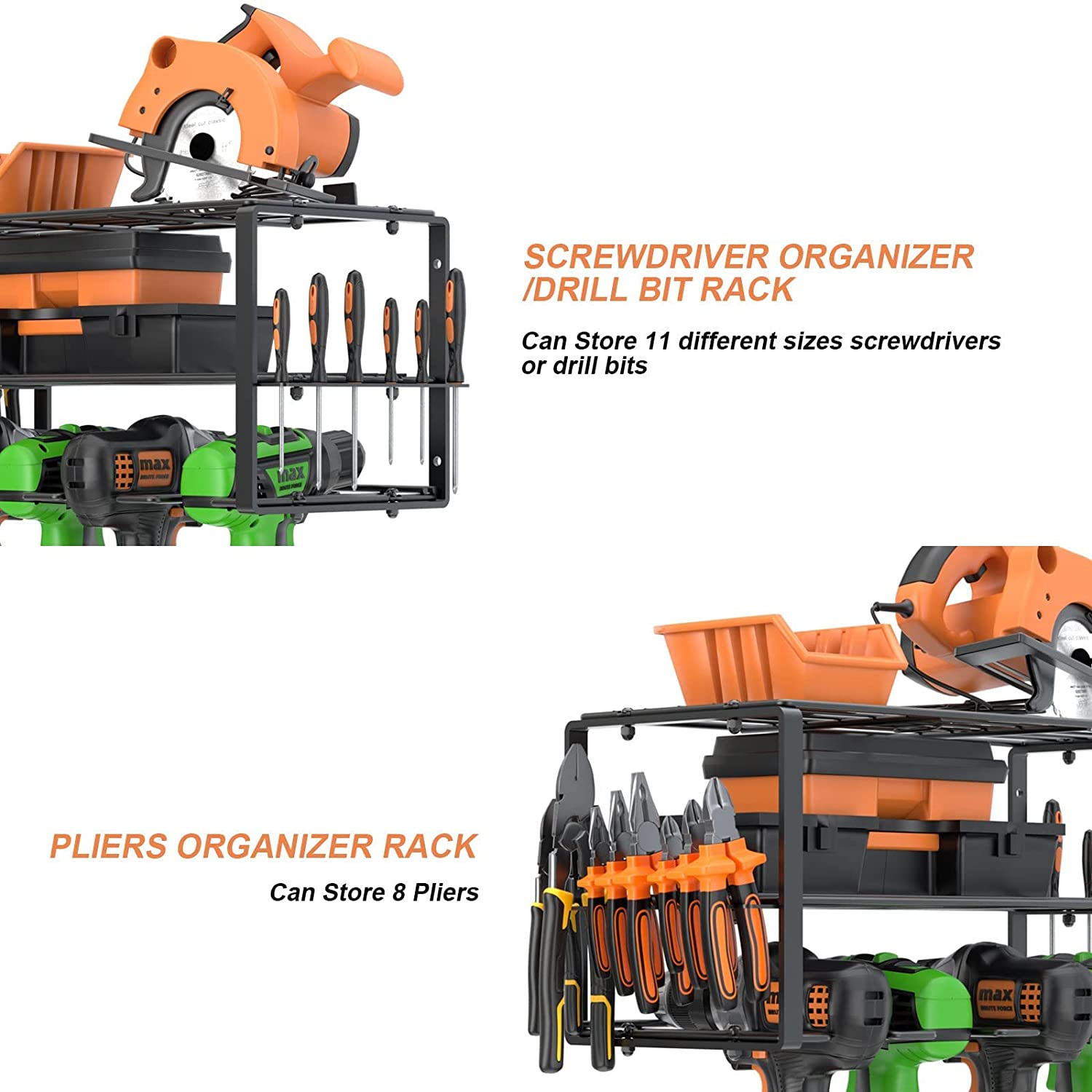 Power Tool Organizer Wall Mount Drill Holder for Non-folding Rack Classification