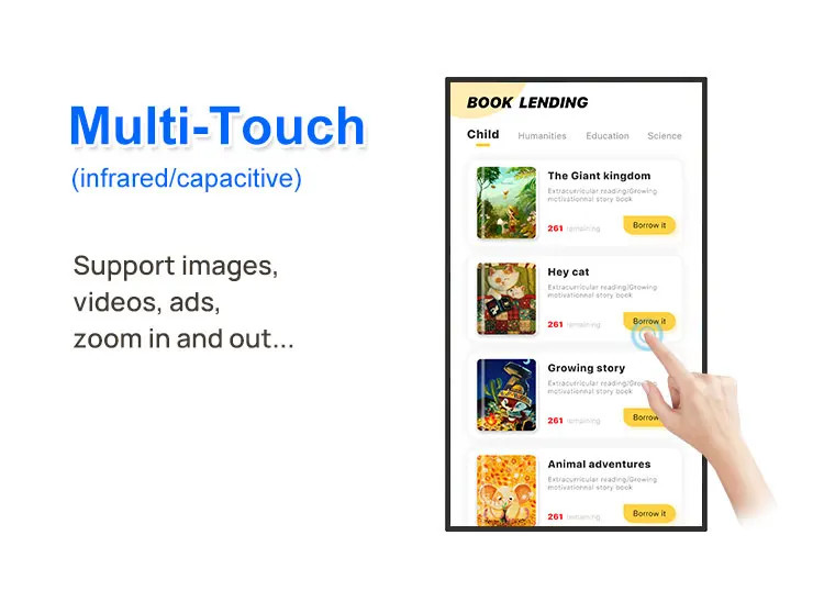 43 inch large screen Andorid wifi touch screen Real-time Clock Supported totem digital signage with LCD Display for pubilc store