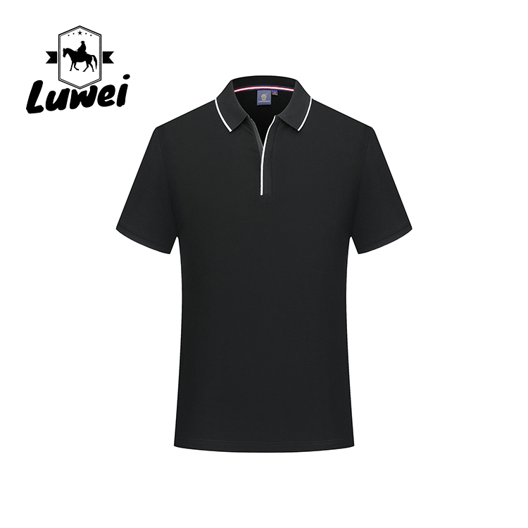 Knitting Embroidery Short Sleeve Polo T Shirts Cotton Button Turn Down Collar