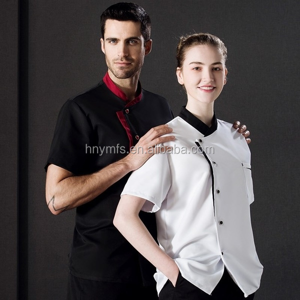 New styles Hot Sale Short Sleeves Black white Chef Coat for Hotel Chef Jacket Uniform