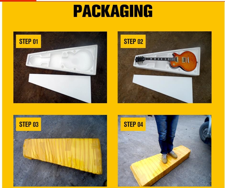 Custom one piece Neck one piece body electric guitar, Upgrade Tune-o-Matic bridge guitar Tiger Flame standard guitar
