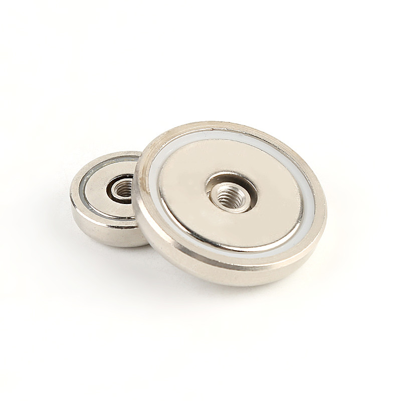 Chrome Coating N52 Neodymium Pot Magnet With Borehole