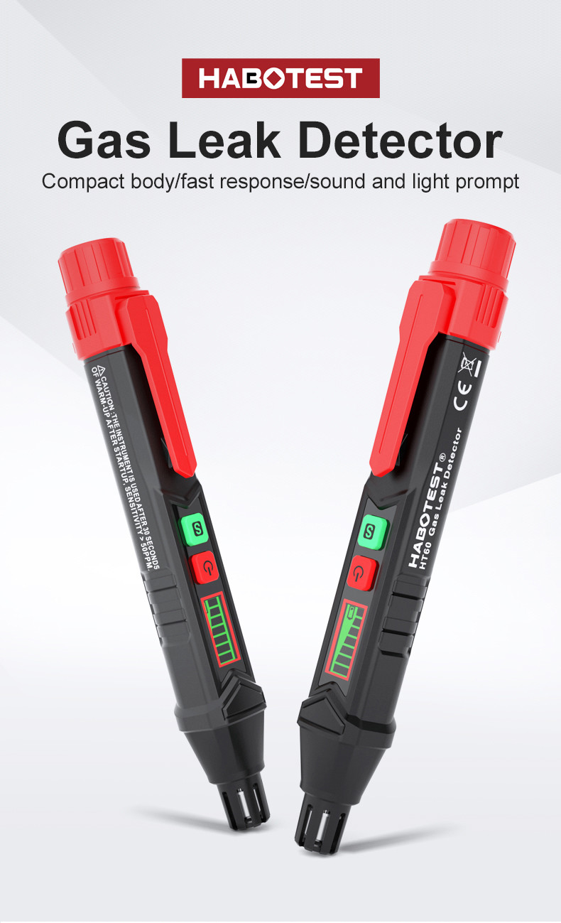 HT60 Gas Leak Detector Combustible Gas Detector Sound & Screen Alarm For Natural Methane