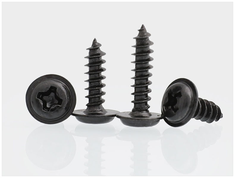 DIN968 Black Oxide Steel Phillips Drive Pan Head Tapping Screw with Collar Flanged Pointed Screws