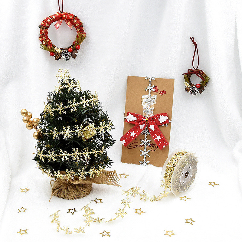 25mm Ultrasonic Snow Ribbon For Christmas Tree Silver Gold Color