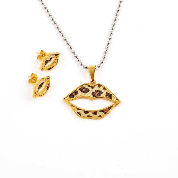 South American Fashion Stainless Steel Earrings With Matched Pendant Necklace