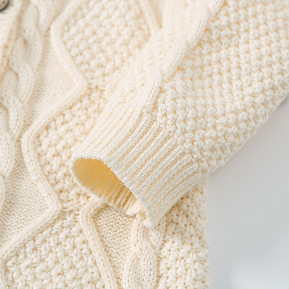 Custom Baby Winter Bodysuit 100% cotton Cable Knitted New Born Baby Rompers Sweaters Sets With Hats