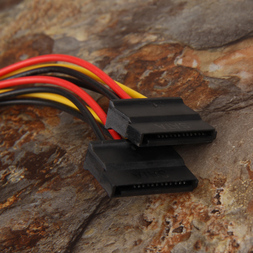 15.5cm 4 Pin Cable Wire Harness IDE Male To Dual SATA 15 Pin