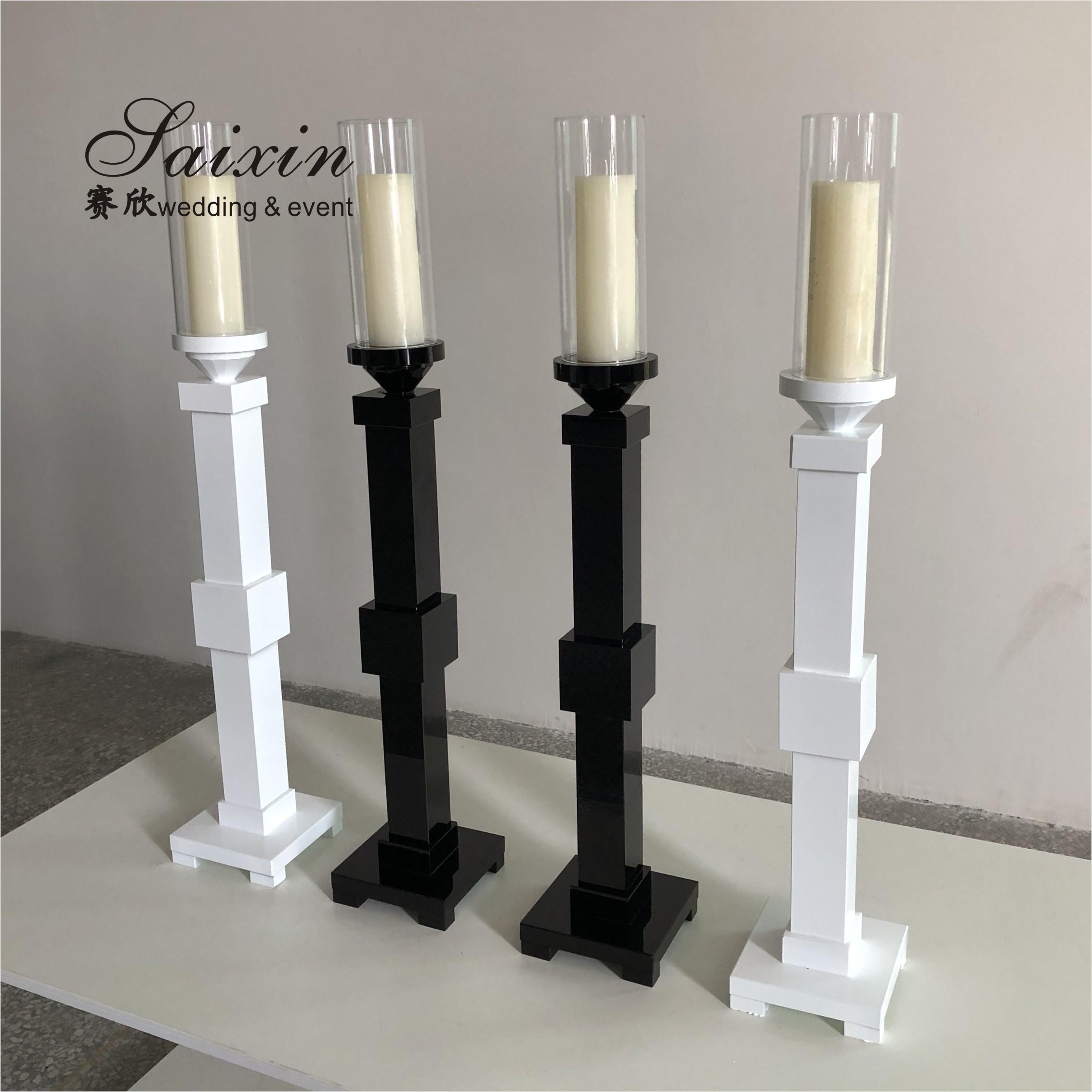 Small Crystal Glass Candle Holder Luxury Event Table Decoration Long Pole 115CM