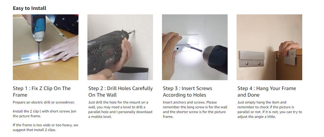 Versatile French Cleat Picture Hook Hanger Kit for Hanging Mirrors Pictures and Shelves