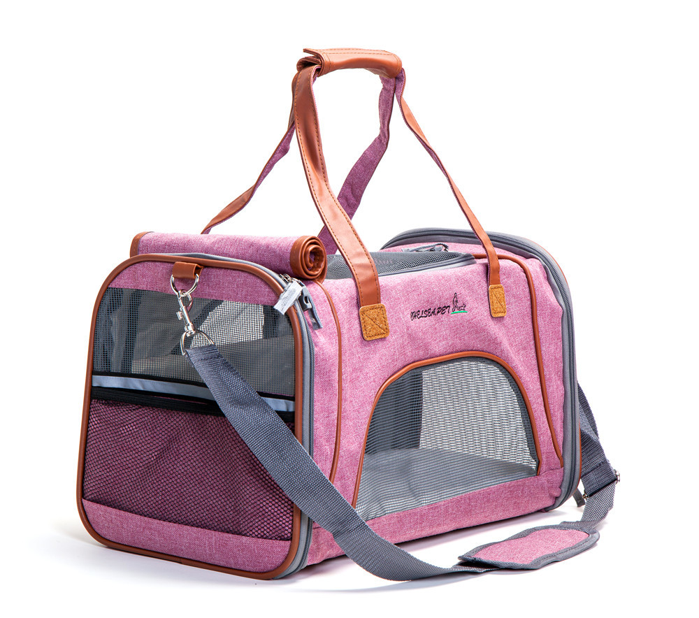 Grey Airline Approved Pet Carrier Bag For Small Dogs Fits Underneath Airplane Seat