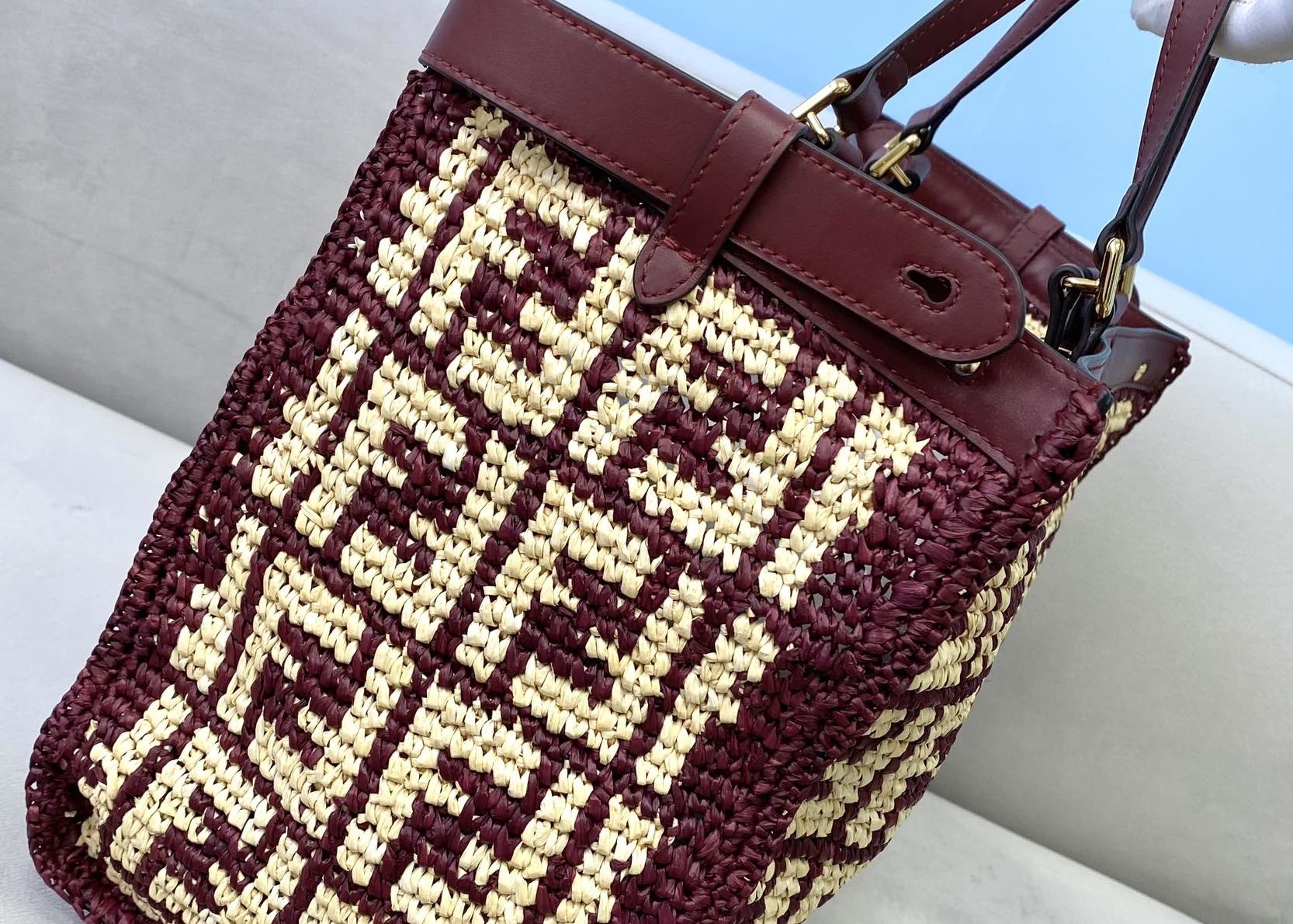 High Capicity 42cm Tote Shopper Bag , Handmade Straw Woven Tote Bag