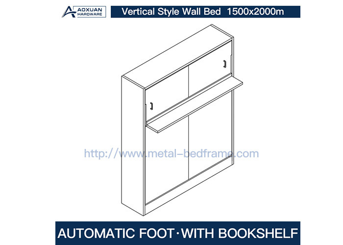 5ft Wall Mounted Bed Mechanism With Bookshelf , Murphy Bed Metal Frame
