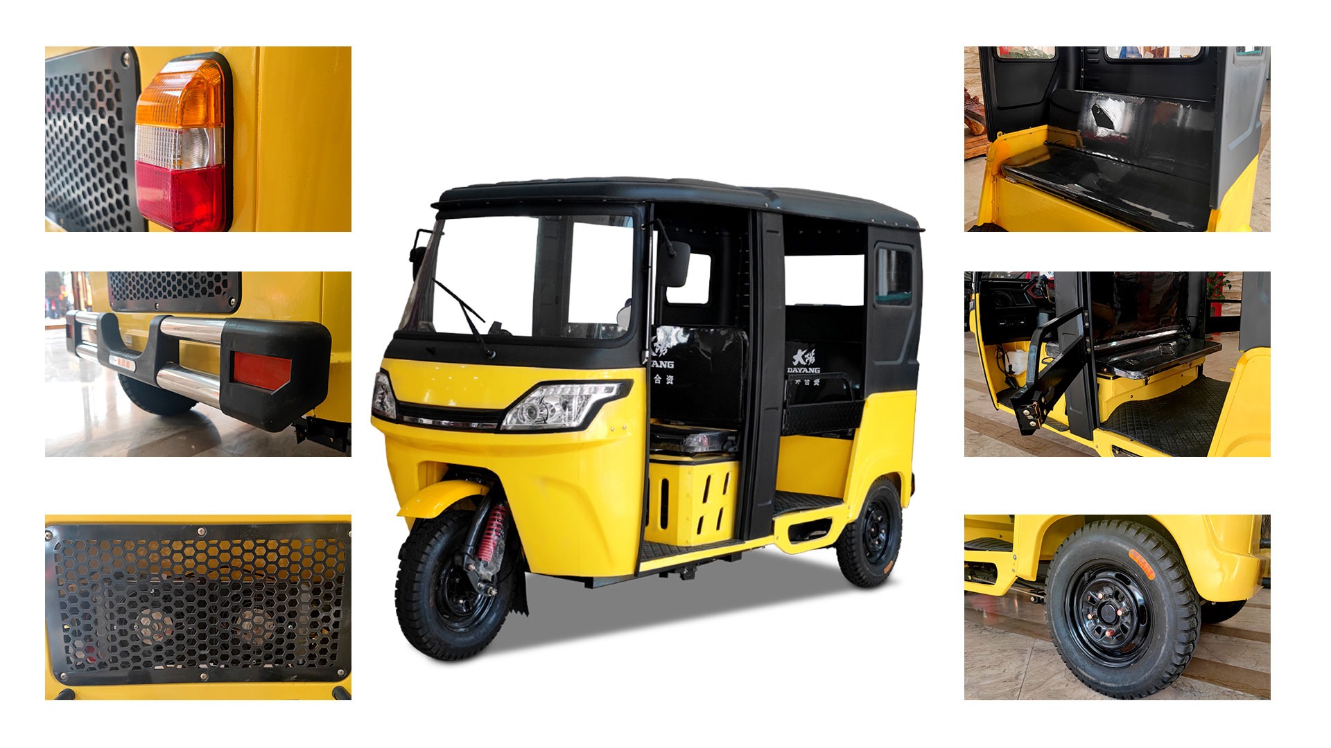 2022 DAYANG Mini Bajaj closed cabin Rickshaw Taxi Passenger Tricycle Tuk Tuk for Passenger