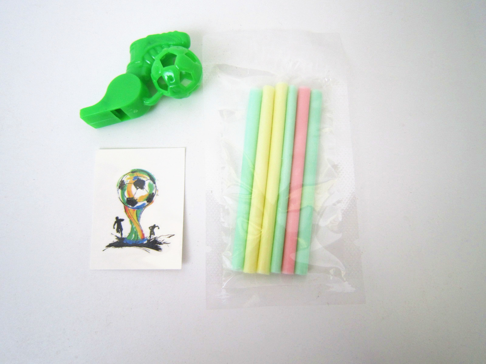 World Cup Multi Fruit Flavor CC Stick Candy With Tattoo Stick And Soccer Whistle