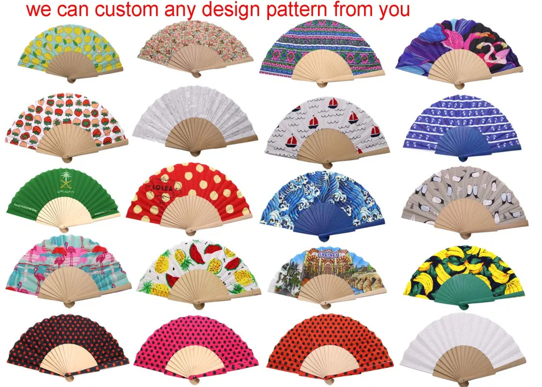 Chinese PVC Bamboo Foldable Hand Fan for Home Restaurant Bar Hotel Wedding Super Markets Promotions
