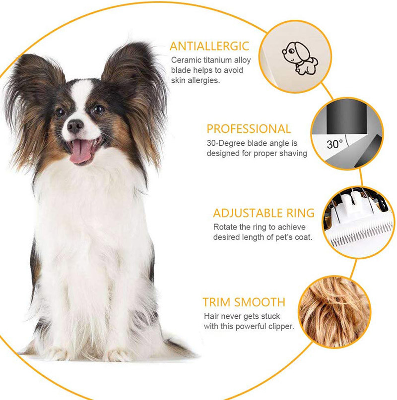 Light Weight Pet Hair Clippers & Trimmers Cordless With Detachable Guide Combs