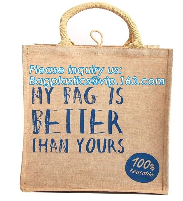 Multifunctional jute bag with low price,Natural Burlap Tote Bags Reusable Jute Bags with Full Gusset,shoulder strap plai