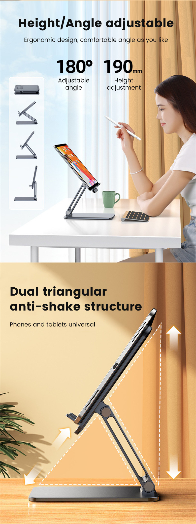 Universal Cell Phone Stand Foldable Aluminum Alloy Table Stand OEM Available