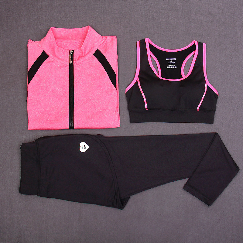 CPG Global Multi-Color Breathable 3 Pieces Sets Long Sleeves Gym Running Racerback Sports Bra with Yoga Pants T1017