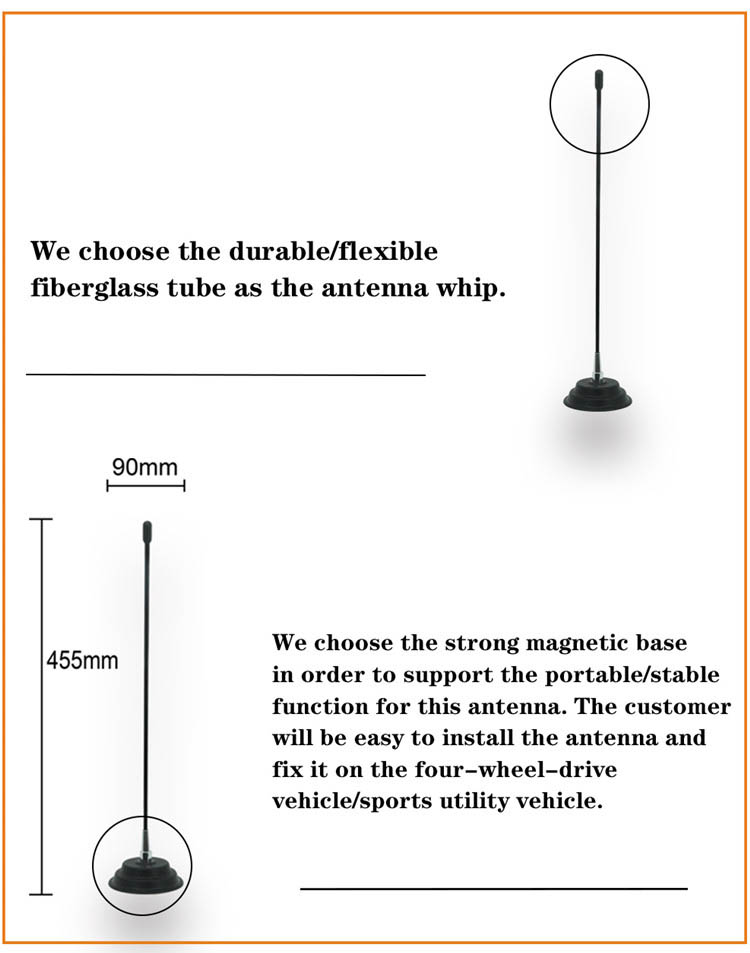 10 Meters 26~28MHz CB Car Radio Antenna Aerial Omnidirectional Ungrounded
